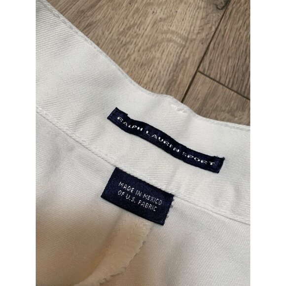 Ralph Lauren Sport Women’s 8 Polo Logo White Cotton Cropped Pants Slit Side Pock - Picture 6 of 8